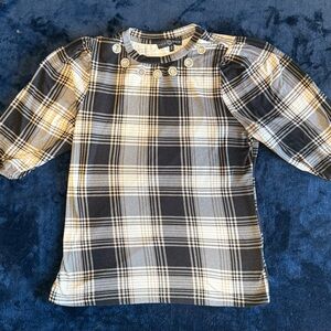 Fred David Black and White Plaid Blouse